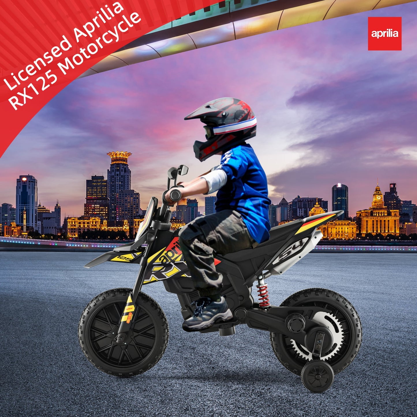 OLAKIDS Kids Motorcycle 12V, Electric Ride-on Motorbike for Toddlers with Training Wheels