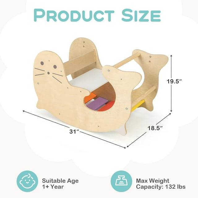 OLAKIDS Climbing Toys for Toddlers, 3 in 1 Pikler Montessori Wooden Arch Climber Rocker Ladder, Indoor Kids Activity Climb Toy Gym Playground Play Structure Gift for Children Boys Girls