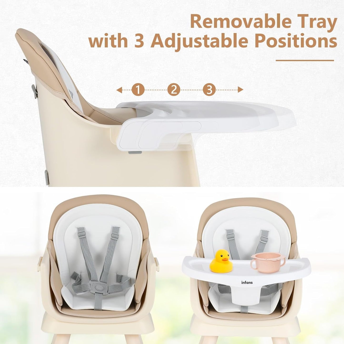 OLAKIDS 8 in 1 Baby High Chair, Convertible Highchair for Babies and Toddlers, Infant Dining Booster Seat