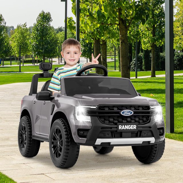 Licensed Ford Ranger Ride on Car for Kids by OLAKIDS, 12V Electric Vehicle with Remote Control, Toddlers Battery Powered Toy Gift with 2 Speeds, Wheels Suspension, Storage Space, Bluetooth USB