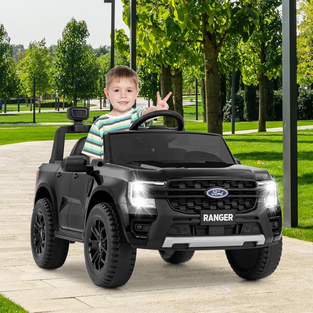 Licensed Ford Ranger Ride on Car for Kids by OLAKIDS, 12V Electric Vehicle with Remote Control, Toddlers Battery Powered Toy Gift with 2 Speeds, Wheels Suspension, Storage Space, Bluetooth USB