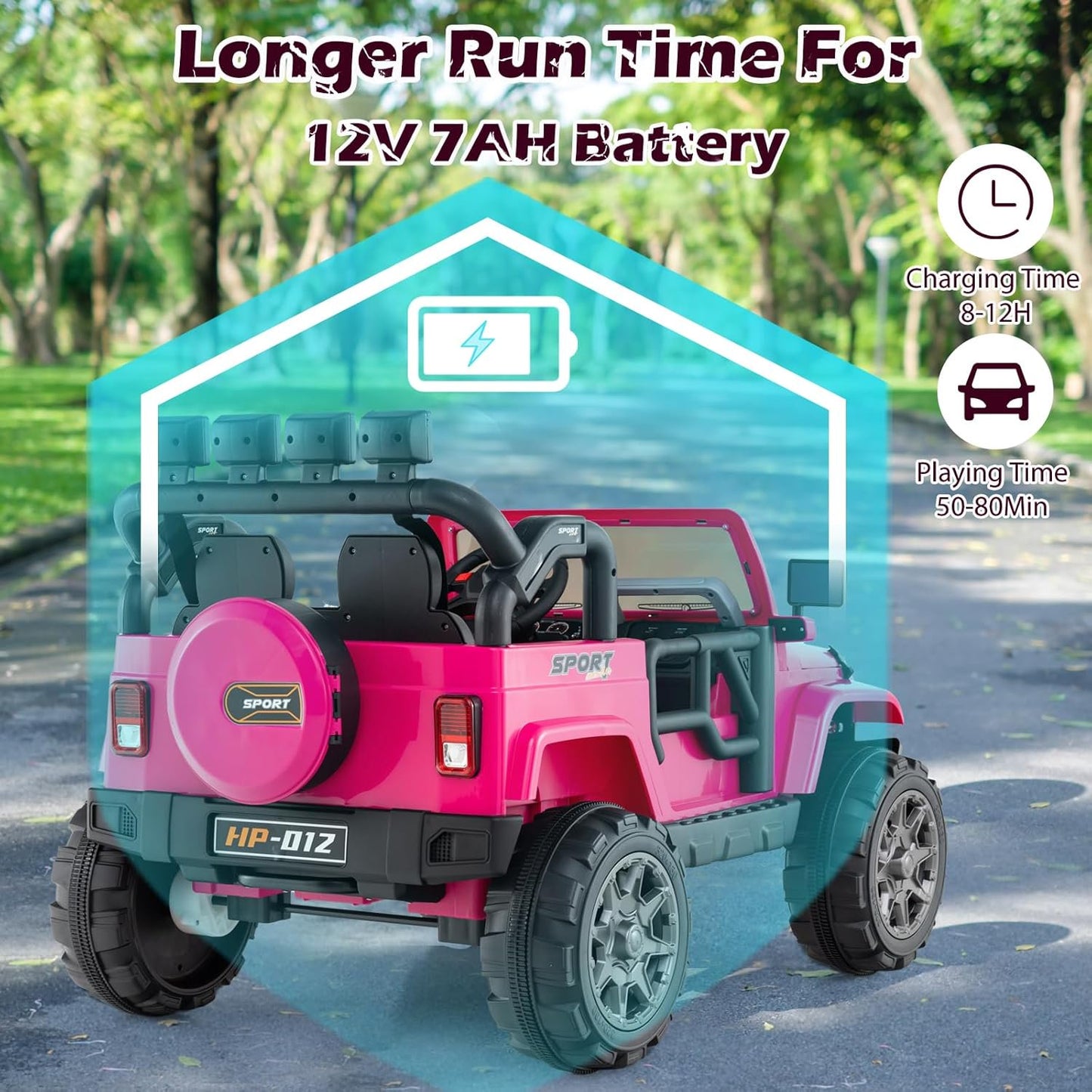 OLAKIDS Ride on Truck, 12V Battery Powered Electric Vehicle for Kids with Remote Control, Power Display, LED Lights, Story, Suspension System, MP3, Ride on Toy for 3+ Boys Girls