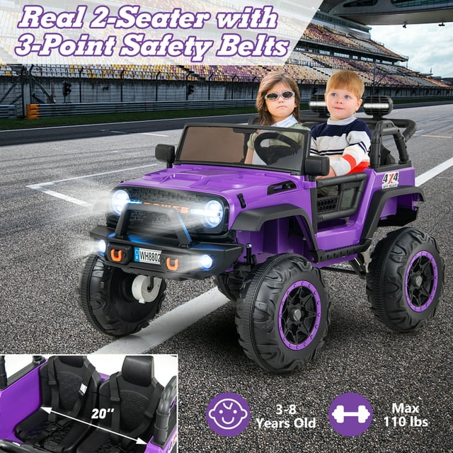 OLAKIDS 24V 2 Seater Kids Ride on Truck, 2WD/4WD Battery Powered Vehicle Toddler Powerful Car with Remote Control, Music, USB, MP3, Electric Toy for 3+ Boys and Girls
