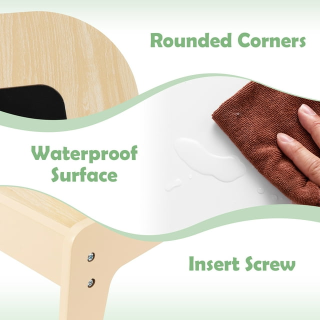 INFANS Kids Table and Chair Set, 3 in 1 Wooden Activity Table with Removable Tabletop