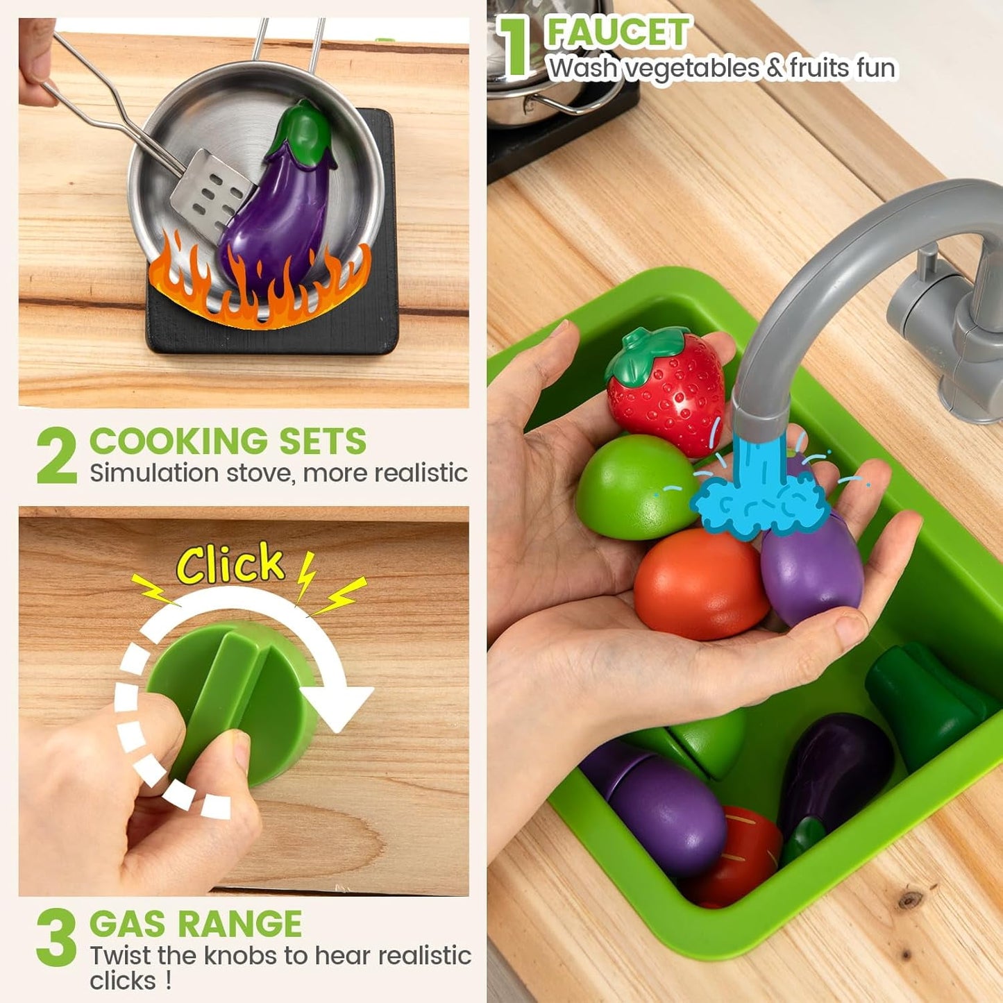 OLAKIDS Mud Kitchen, Outdoor Toys Play Kitchen with Acrylic Drawing Board Blackboard 4 Cups Removable Sink Cooking Accessories Wooden Kids Kitchen Playset Backyard Garden Gift for Boys Girls Ages 3+