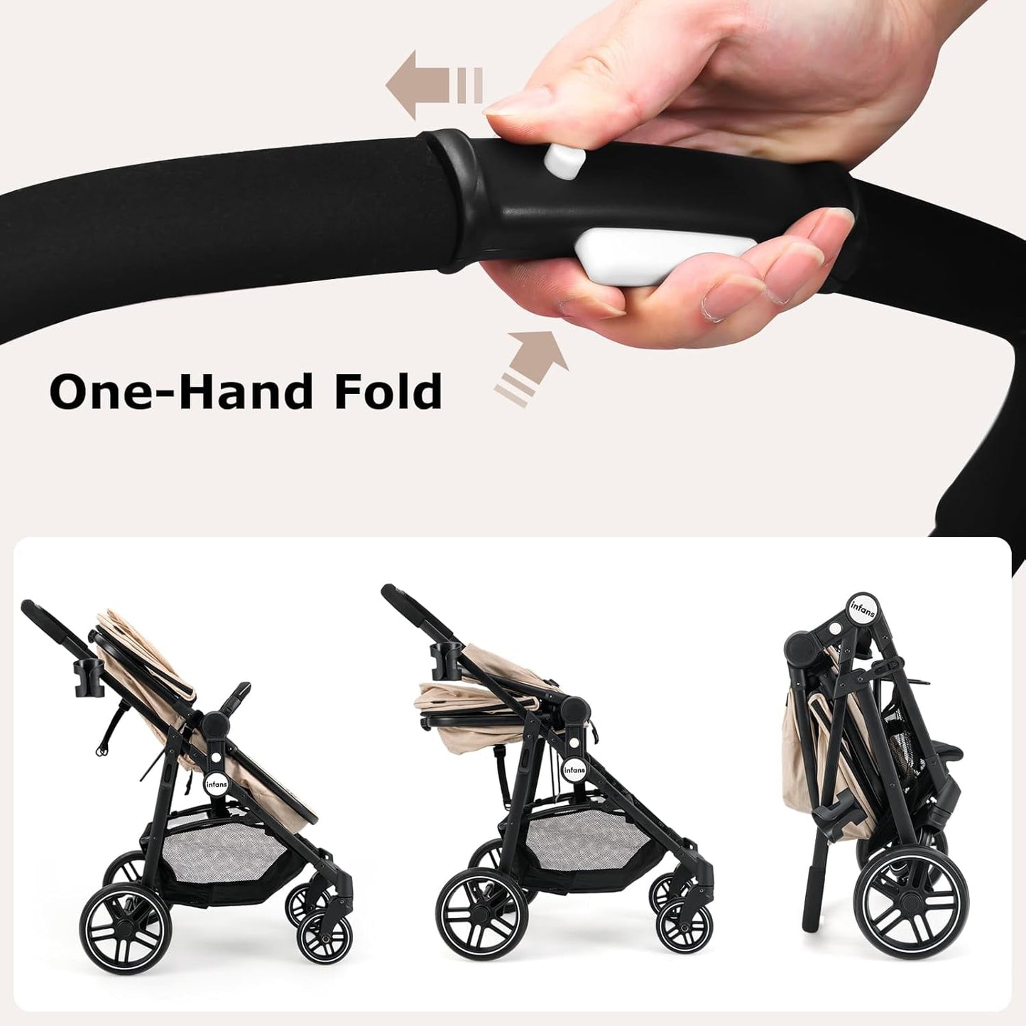 OLAKIDS 2 in 1 Baby Stroller, High Landscape Infant Stroller & Reversible Bassinet Pram, Foldable Pushchair