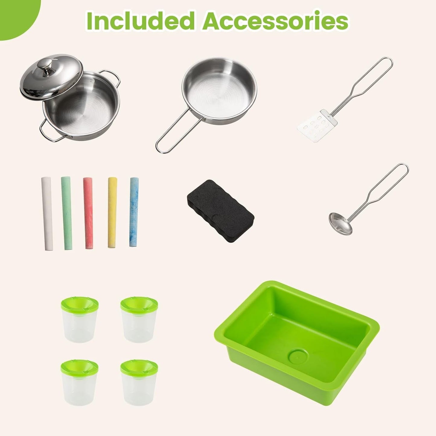 OLAKIDS Mud Kitchen, Outdoor Toys Play Kitchen with Acrylic Drawing Board Blackboard 4 Cups Removable Sink Cooking Accessories Wooden Kids Kitchen Playset Backyard Garden Gift for Boys Girls Ages 3+