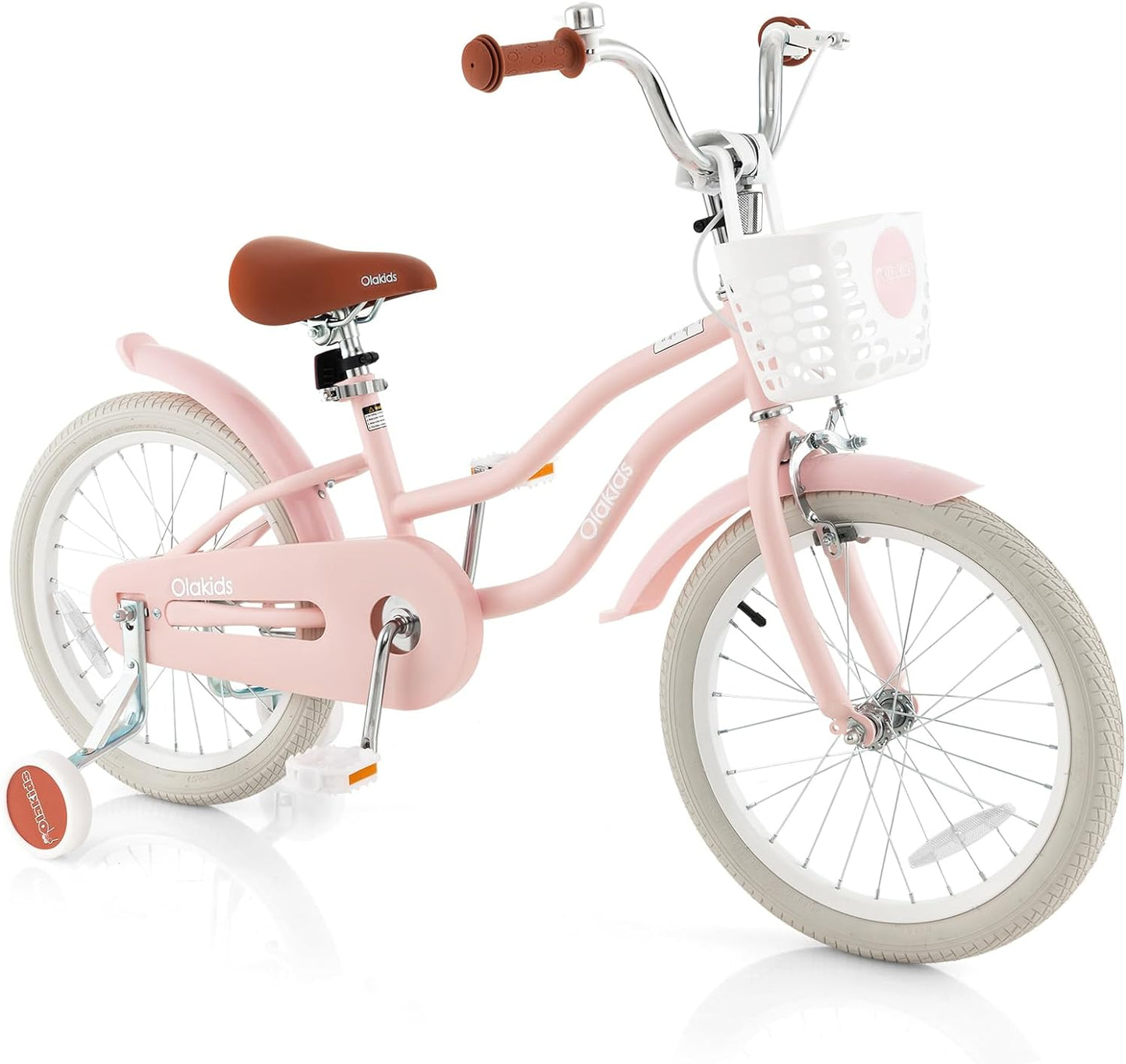 OLAKIDS Kids Bike for Girls, 12 14 16 Inch Children's Bicycle with Removable Basket and Training Wheels, Safety Bell