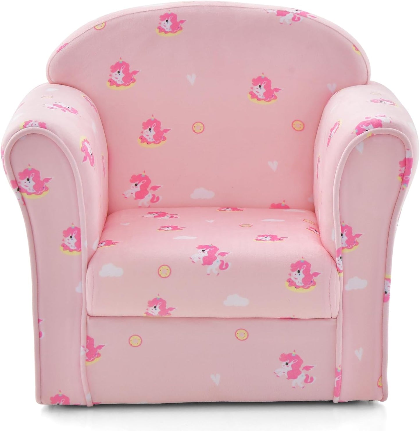INFANS Kids Sofa, Toddler Armchair Chair with Sturdy Wood Construction Cartoon Pattern, Upholstered Children Armrest Couch for Nursery Kindergarten Playroom Preschool, Gift for Boys Girls