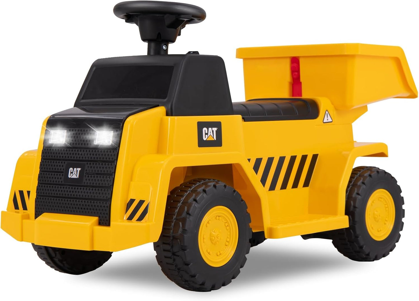 Licensed Cat Ride on Car by OLAKIDS, 6V Dump Truck Battery Powered Construction Electric Vehicle with Horn, Headlight, Bucket, Ride on Toys Gift for Kids Toddler Age 1.5-3