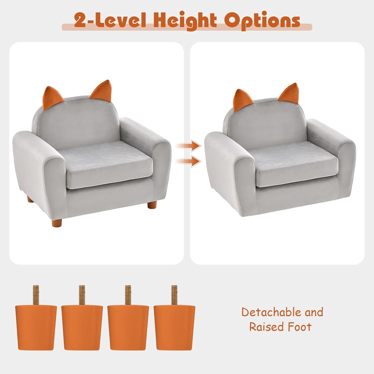 INFANS Kids Sofa with Footstool, 2 Seat Toddler Upholstered Couch, Children Armrest Chair Lounge for Nursery Kindergarten Kids Room Boys Girls, Sturdy Wood Construction Velvet Surface