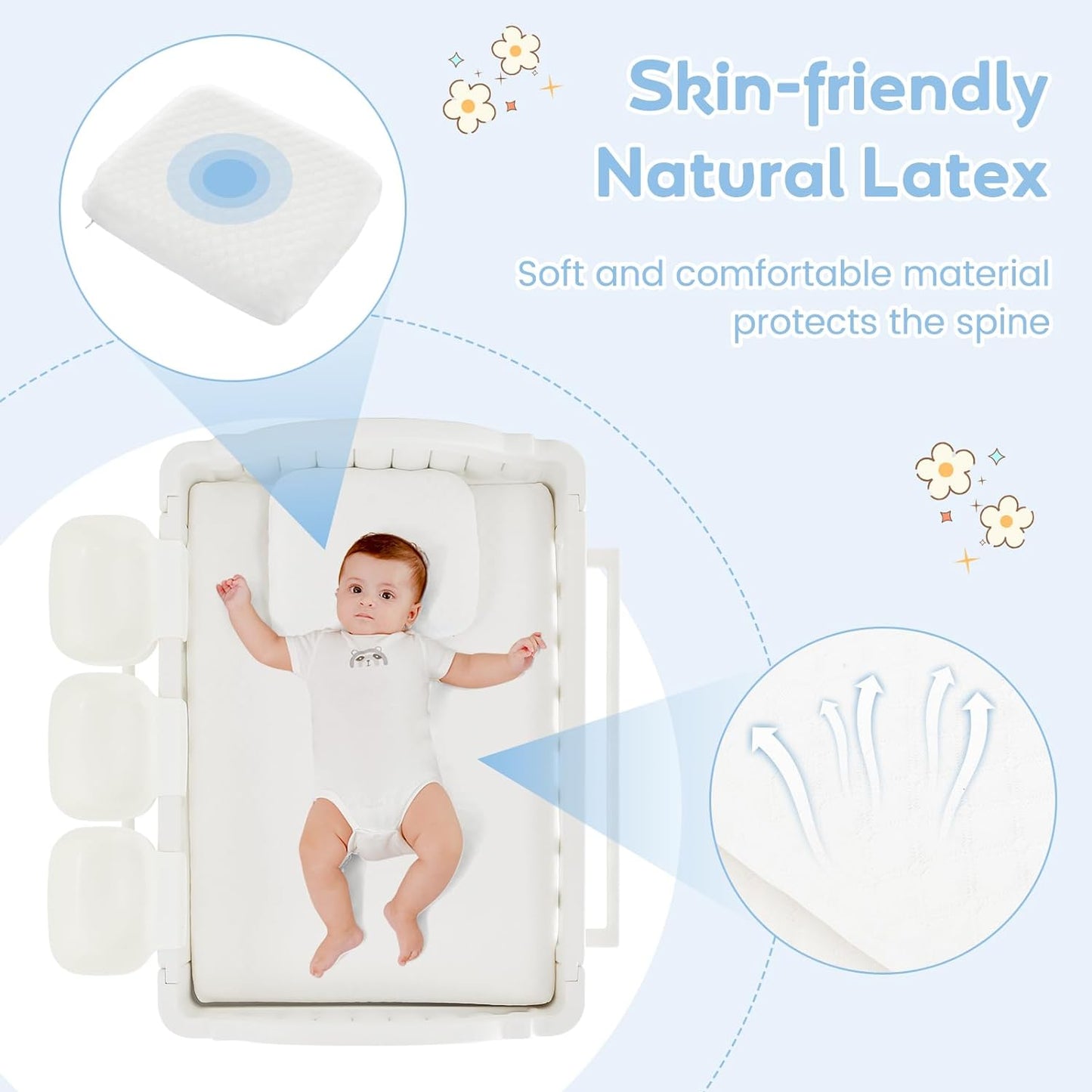 INFANS Baby Changing Table, Diaper Dresser Station with Latex Pad and Pillow, 3 Hanging Boxes, 2 Storage Racks, Lockable Wheels, Mobile Nursery Organizer for Newborn Infant (with Boxes)