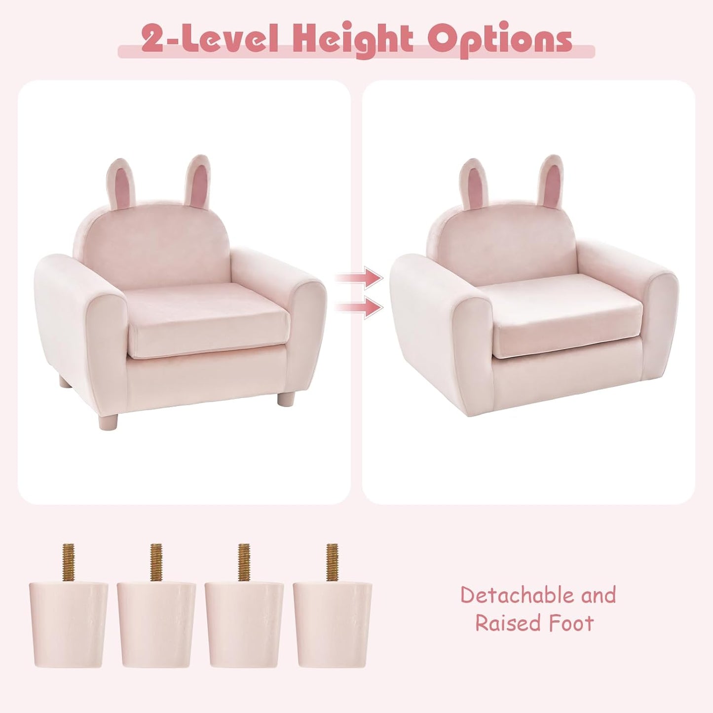 INFANS Kids Sofa with Footstool, 2 Seat Toddler Upholstered Couch, Children Armrest Chair Lounge for Nursery Kindergarten Kids Room Boys Girls, Sturdy Wood Construction Velvet Surface
