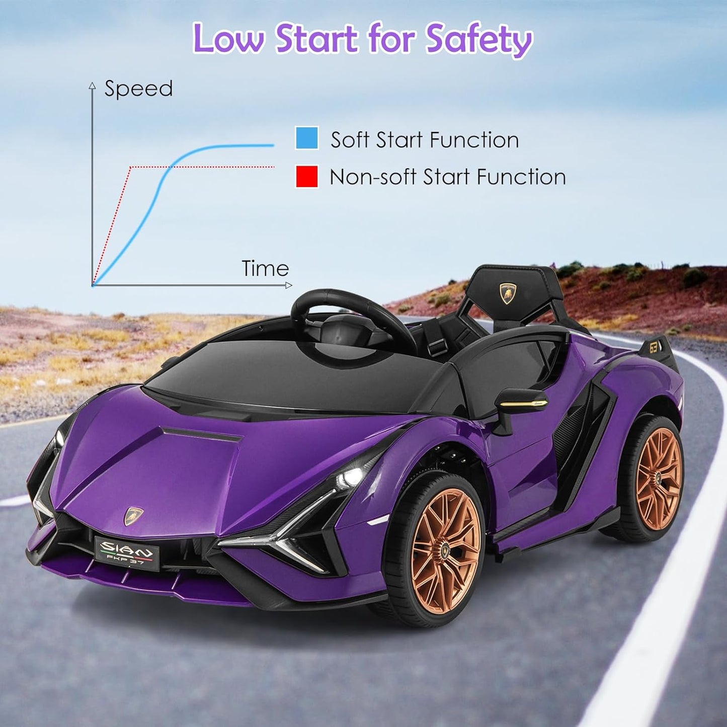 OLAKIDS Licensed Lamborghini Sian Kids Ride on Car with Parent Remote Control, 12V Electric Toy Roadster