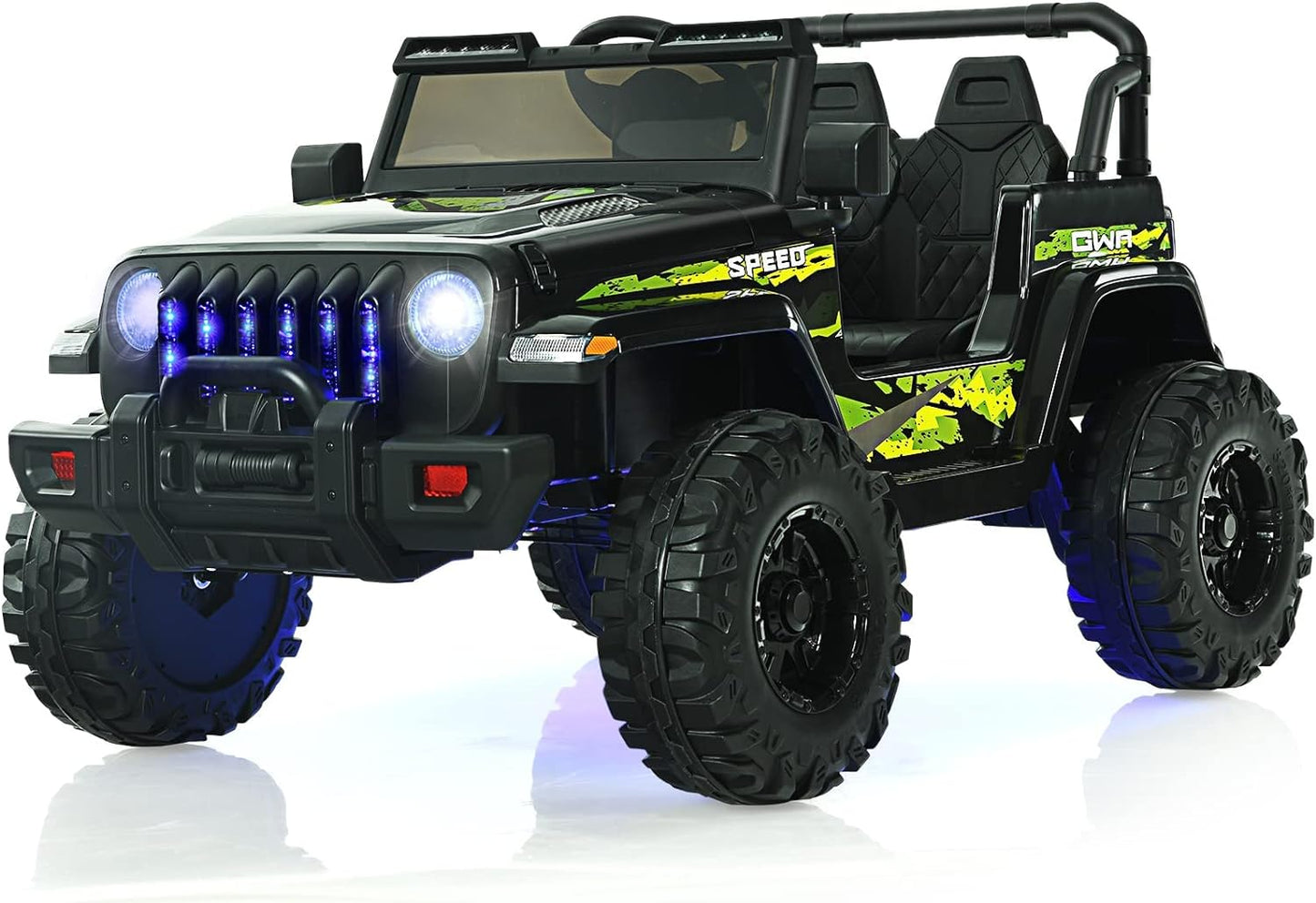 OLAKIDS Kids Ride on Truck, 12V Electric Vehicle with Remote Control, Battery Powered Toddler Car with Music, Horn, 3 Speeds, LED Lights, Bluetooth, USB, Radio