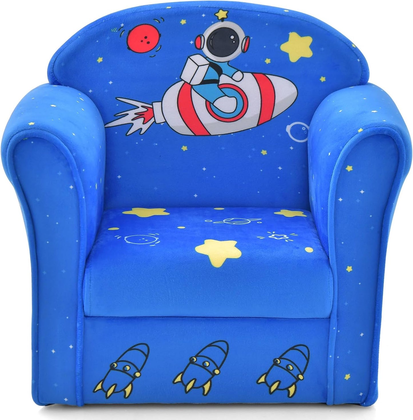 INFANS Kids Sofa, Toddler Armchair Chair with Sturdy Wood Construction Cartoon Pattern, Upholstered Children Armrest Couch for Nursery Kindergarten Playroom Preschool, Gift for Boys Girls
