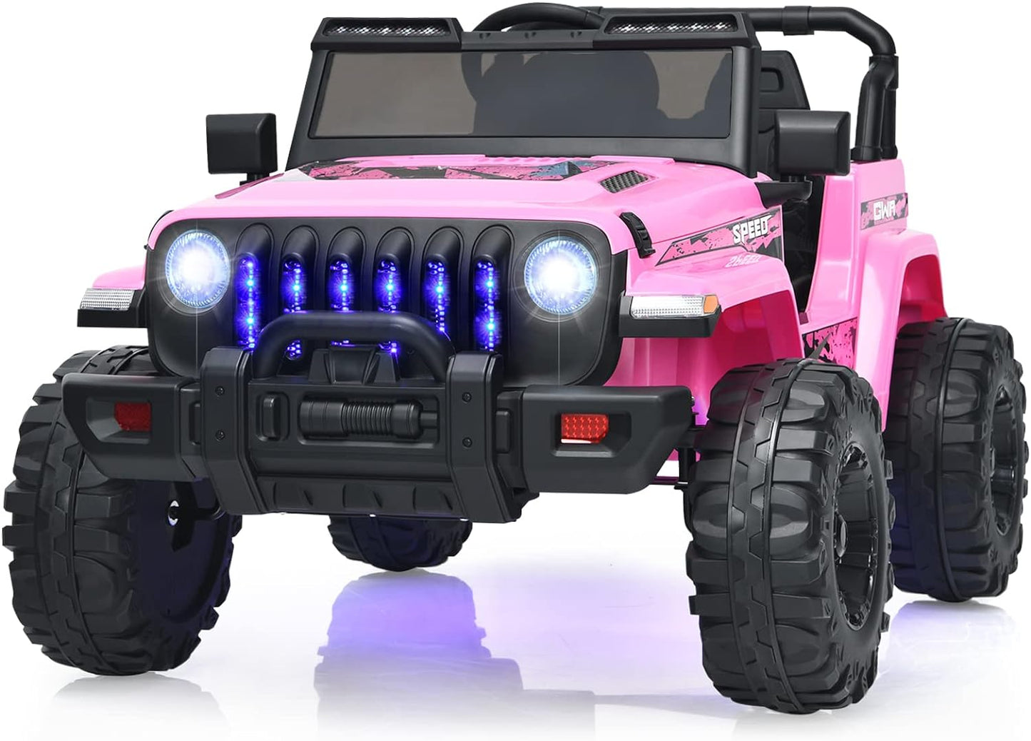 OLAKIDS Kids Ride on Truck, 12V Electric Vehicle with Remote Control, Battery Powered Toddler Car with Music, Horn, 3 Speeds, LED Lights, Bluetooth, USB, Radio