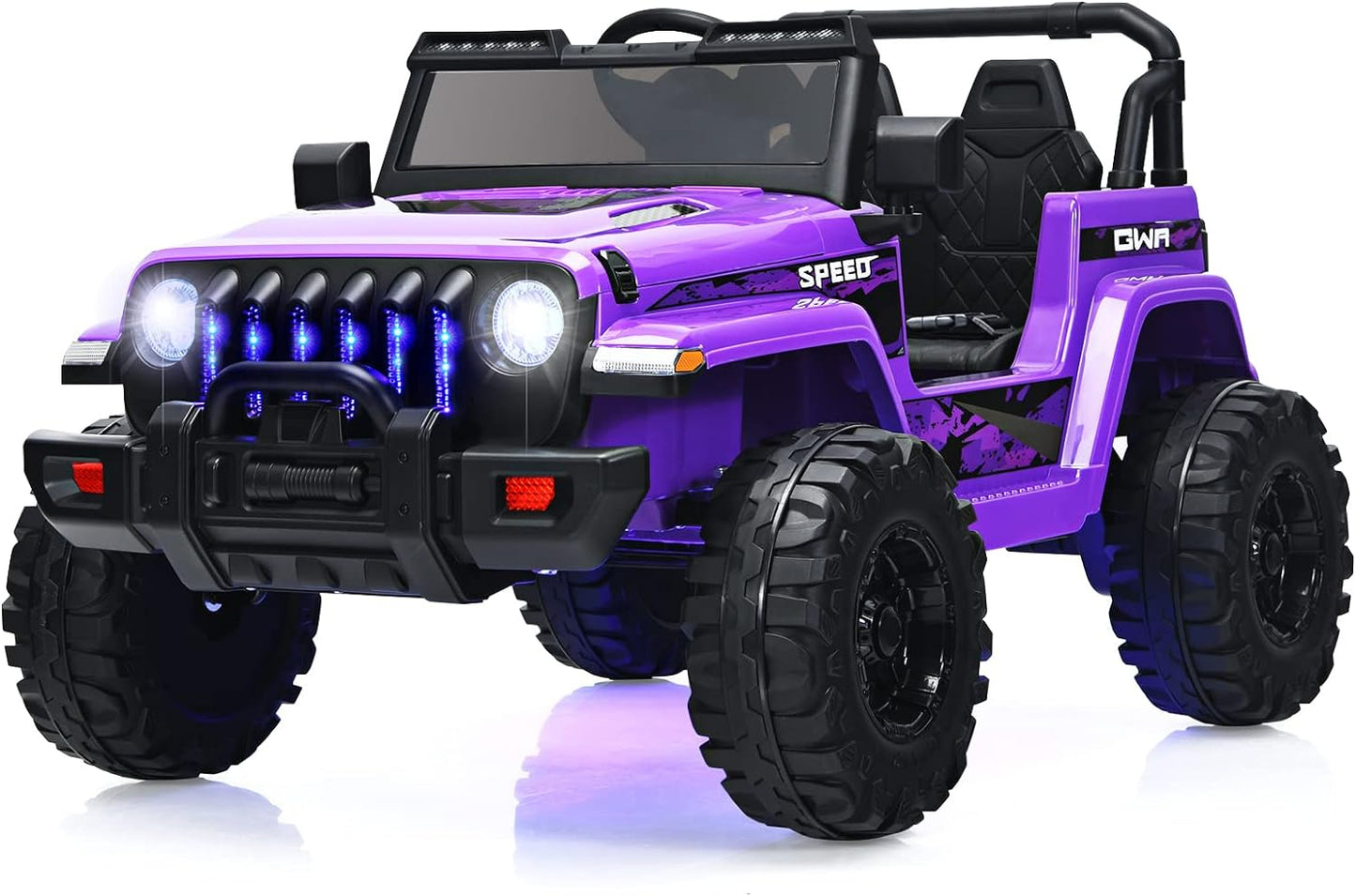 OLAKIDS Kids Ride on Truck, 12V Electric Vehicle with Remote Control, Battery Powered Toddler Car with Music, Horn, 3 Speeds, LED Lights, Bluetooth, USB, Radio