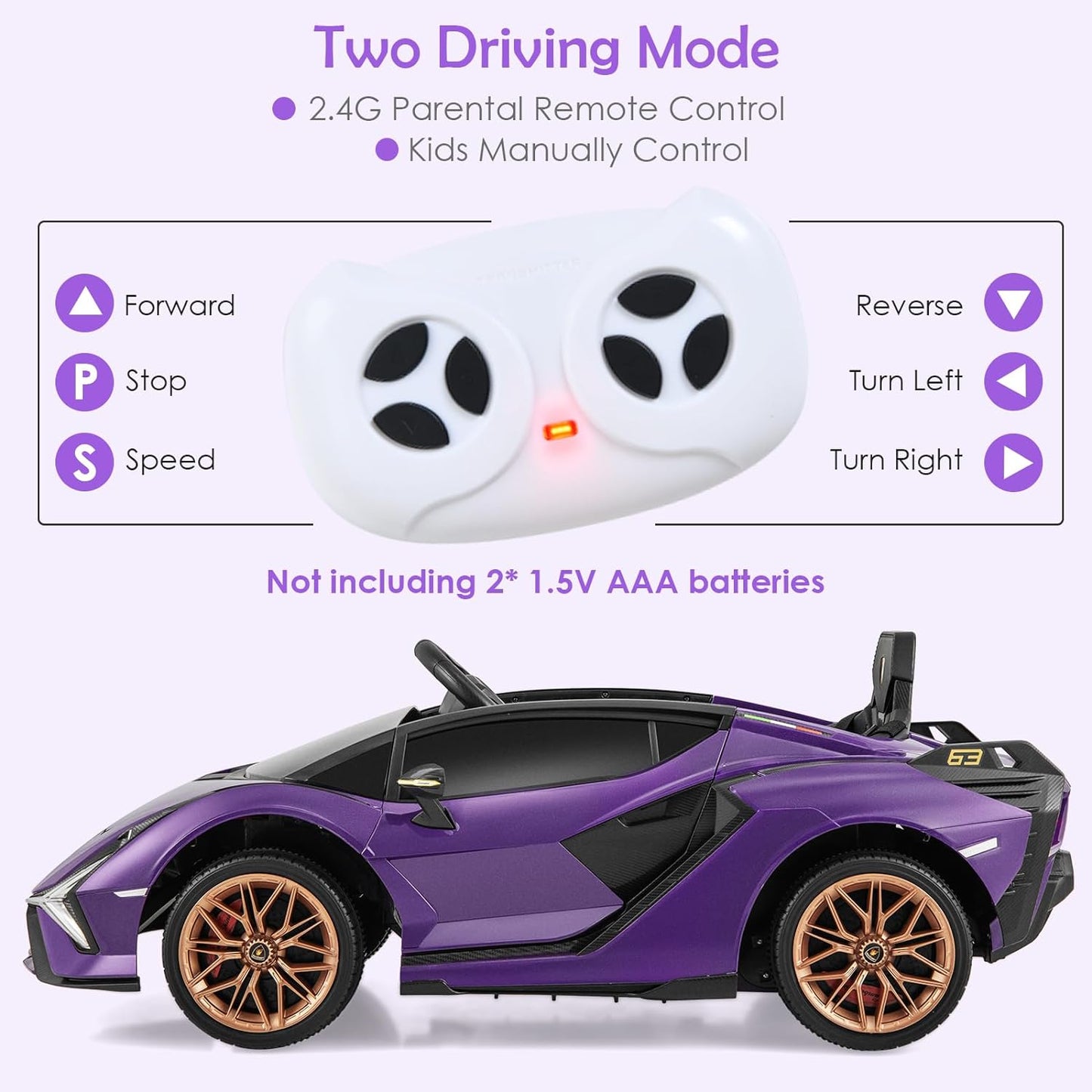 OLAKIDS Licensed Lamborghini Sian Kids Ride on Car with Parent Remote Control, 12V Electric Toy Roadster