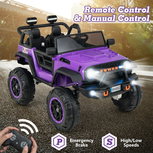 OLAKIDS 24V 2 Seater Kids Ride on Truck, 2WD/4WD Battery Powered Vehicle Toddler Powerful Car with Remote Control, Music, USB, MP3, Electric Toy for 3+ Boys and Girls