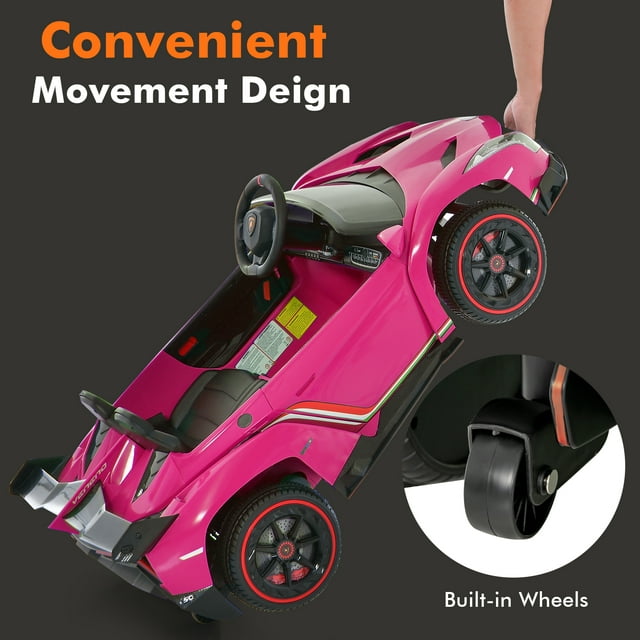 OLAKIDS 2 Seater Kids Ride on Car, 12V 4WD Licensed Lamborghini Veneno Powered Electric Vehicle with Hydraulic Doors, Rocking Mode, Adjustable Speeds, Remote Control, MP3, Headlight