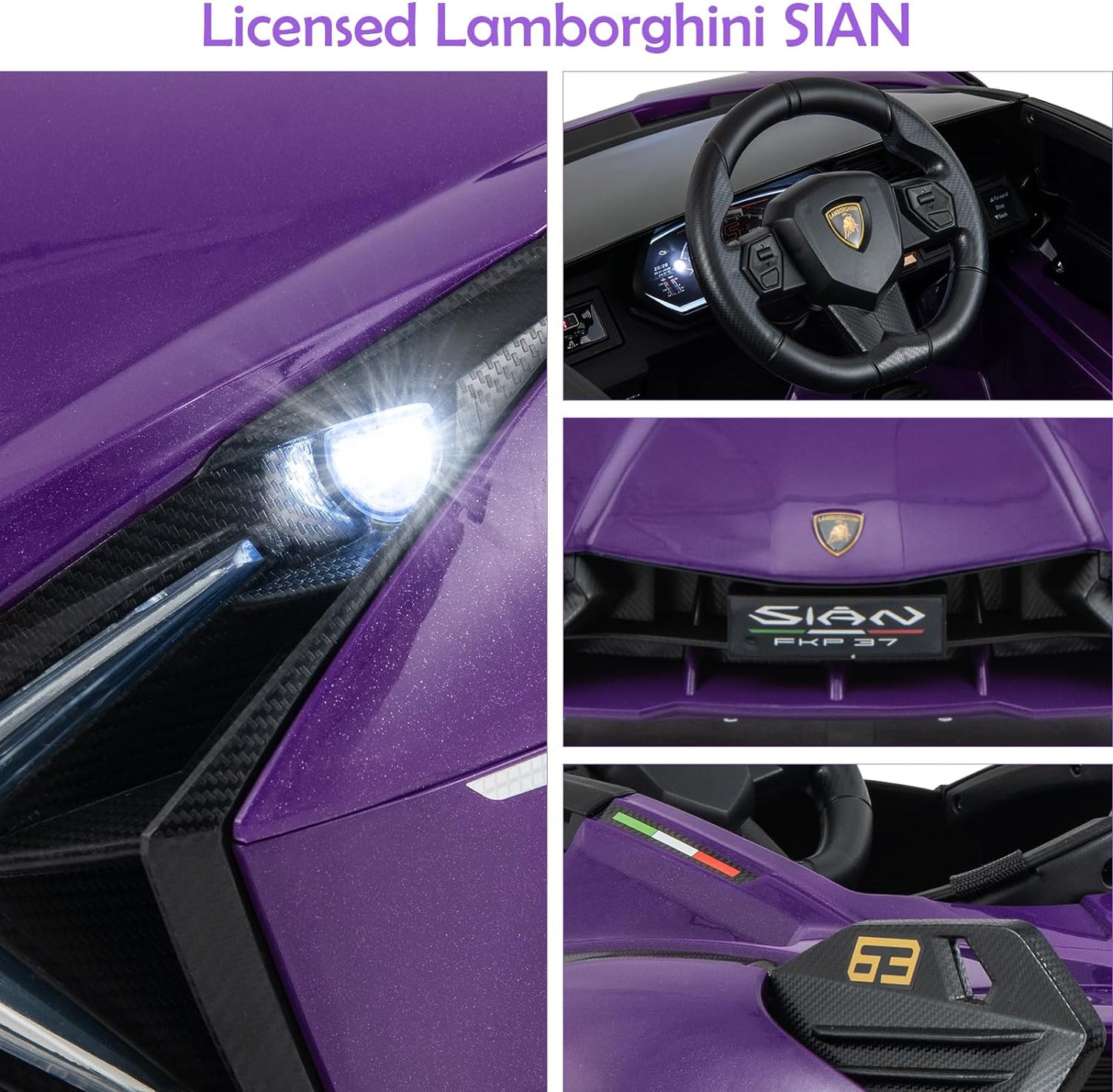 OLAKIDS Licensed Lamborghini Sian Kids Ride on Car with Parent Remote Control, 12V Electric Toy Roadster