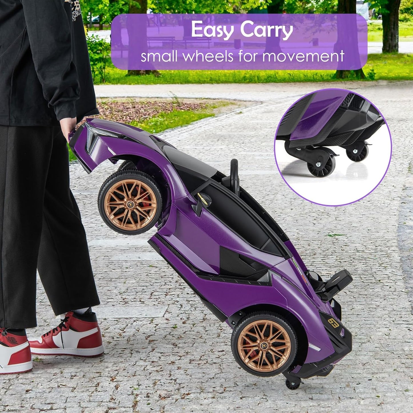 OLAKIDS Licensed Lamborghini Sian Kids Ride on Car with Parent Remote Control, 12V Electric Toy Roadster