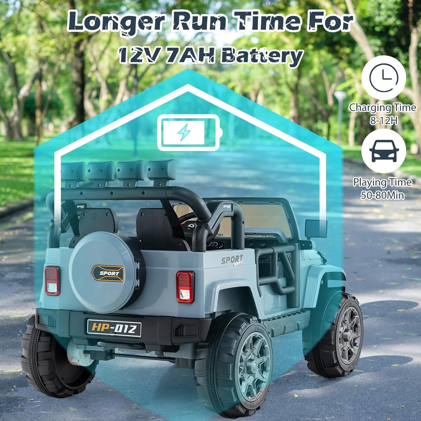 OLAKIDS Ride on Truck, 12V Battery Powered Electric Vehicle for Kids with Remote Control, Power Display, LED Lights, Story, Suspension System, MP3, Ride on Toy for 3+ Boys Girls
