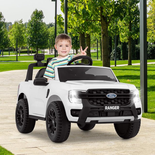Licensed Ford Ranger Ride on Car for Kids by OLAKIDS, 12V Electric Vehicle with Remote Control, Toddlers Battery Powered Toy Gift with 2 Speeds, Wheels Suspension, Storage Space, Bluetooth USB