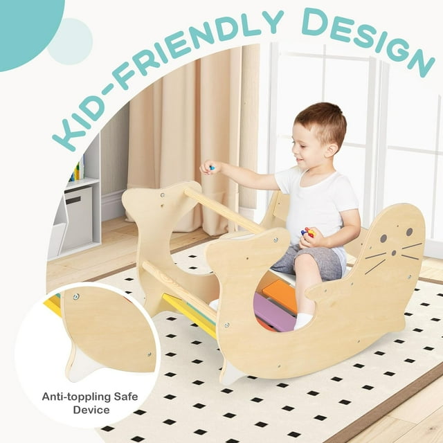 OLAKIDS Climbing Toys for Toddlers, 3 in 1 Pikler Montessori Wooden Arch Climber Rocker Ladder, Indoor Kids Activity Climb Toy Gym Playground Play Structure Gift for Children Boys Girls