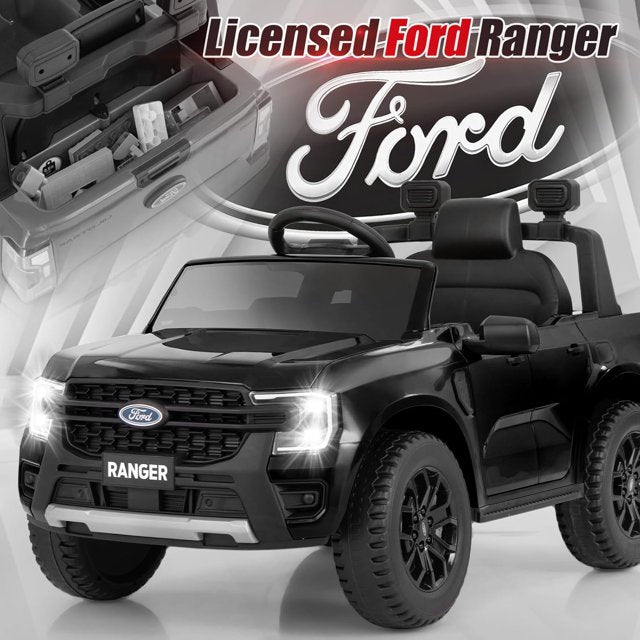Licensed Ford Ranger Ride on Car for Kids by OLAKIDS, 12V Electric Vehicle with Remote Control, Toddlers Battery Powered Toy Gift with 2 Speeds, Wheels Suspension, Storage Space, Bluetooth USB