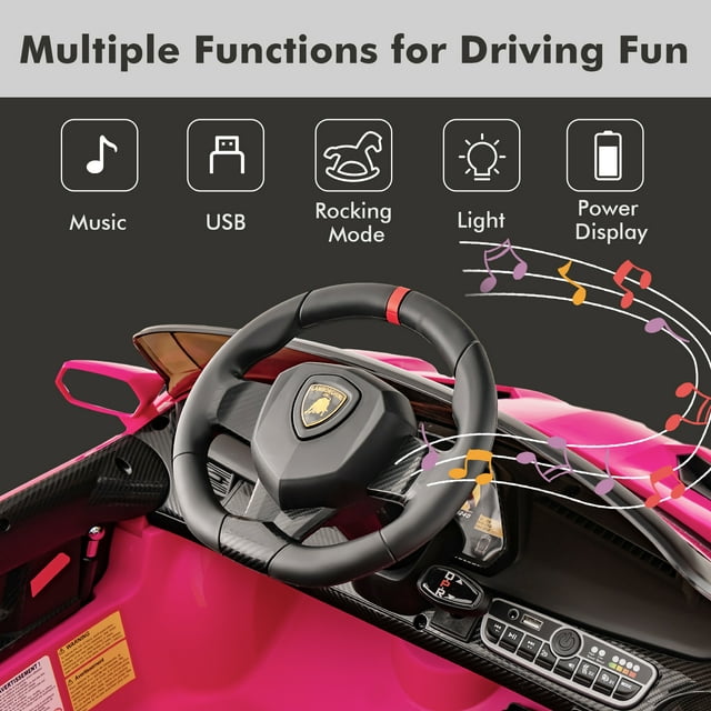 OLAKIDS 2 Seater Kids Ride on Car, 12V 4WD Licensed Lamborghini Veneno Powered Electric Vehicle with Hydraulic Doors, Rocking Mode, Adjustable Speeds, Remote Control, MP3, Headlight