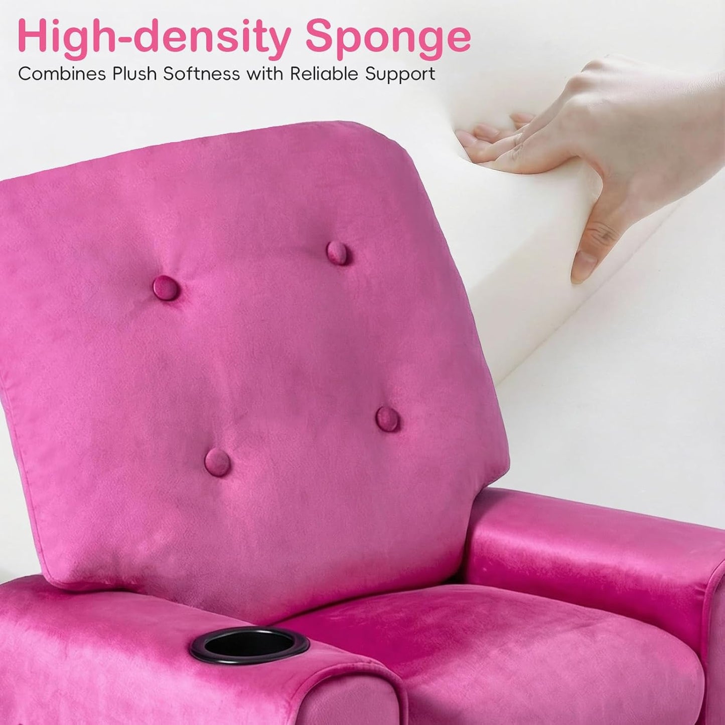 OLAKIDS Kids Recliner, Toddler Lounge Chair with Adjustable Backrest Footrest Cup Holder Side Pockets