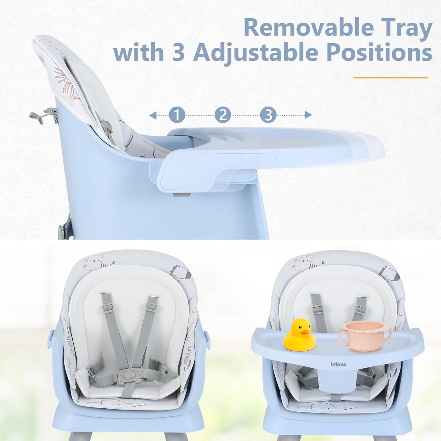OLAKIDS 8 in 1 Baby High Chair, Convertible Highchair for Babies and Toddlers, Infant Dining Booster Seat