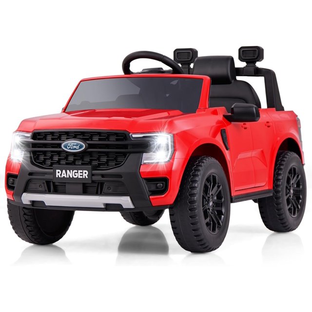 Licensed Ford Ranger Ride on Car for Kids by OLAKIDS, 12V Electric Vehicle with Remote Control, Toddlers Battery Powered Toy Gift with 2 Speeds, Wheels Suspension, Storage Space, Bluetooth USB
