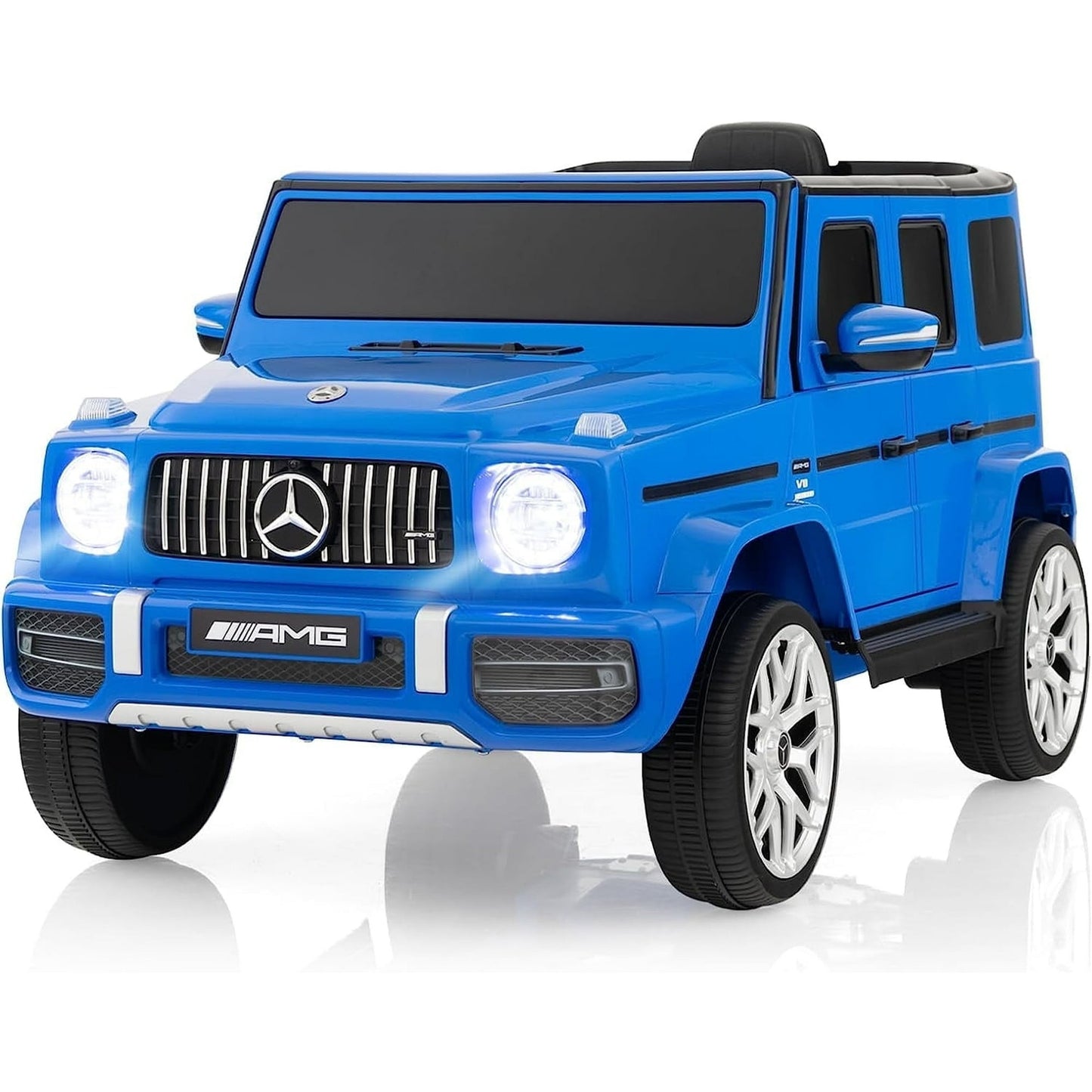 OLAKIDS 12V Kids Ride On Car, Licensed Mercedes Benz G63 Electric Vehicle with Remote Control, Double Open Doors, Music, Bluetooth, 2 Speeds, Wheels Suspension, Battery Powered Driving Toy (White)