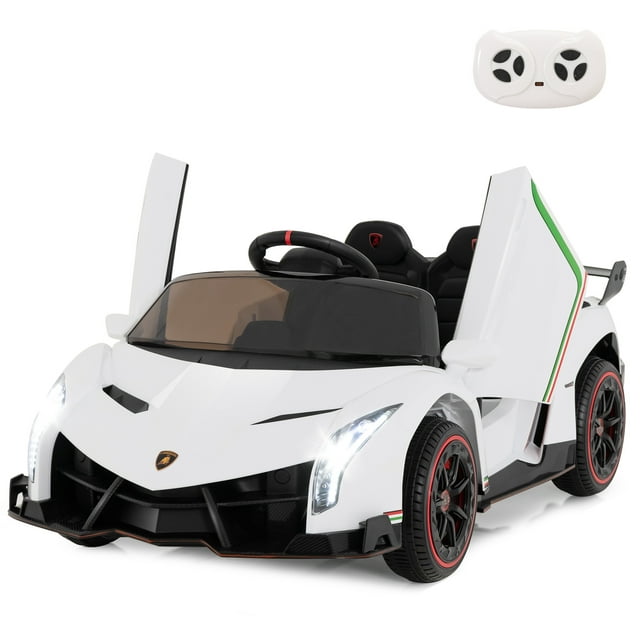OLAKIDS 2 Seater Kids Ride on Car, 12V 4WD Licensed Lamborghini Veneno Powered Electric Vehicle with Hydraulic Doors, Rocking Mode, Adjustable Speeds, Remote Control, MP3, Headlight