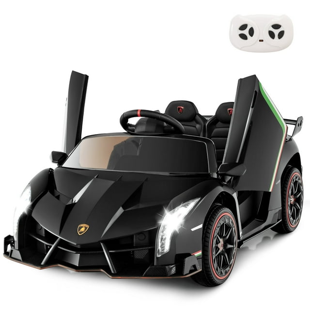 OLAKIDS 2 Seater Kids Ride on Car, 12V 4WD Licensed Lamborghini Veneno Powered Electric Vehicle with Hydraulic Doors, Rocking Mode, Adjustable Speeds, Remote Control, MP3, Headlight