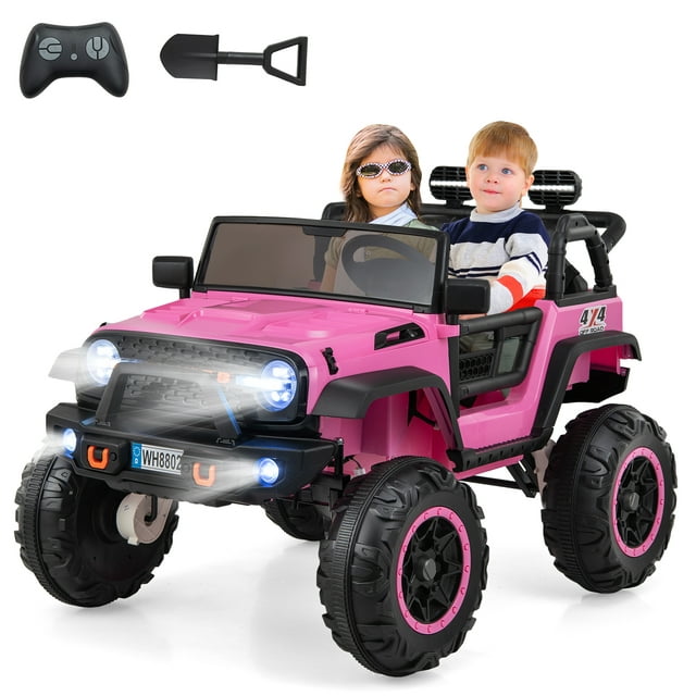 OLAKIDS 24V 2 Seater Kids Ride on Truck, 2WD/4WD Battery Powered Vehicle Toddler Powerful Car with Remote Control, Music, USB, MP3, Electric Toy for 3+ Boys and Girls
