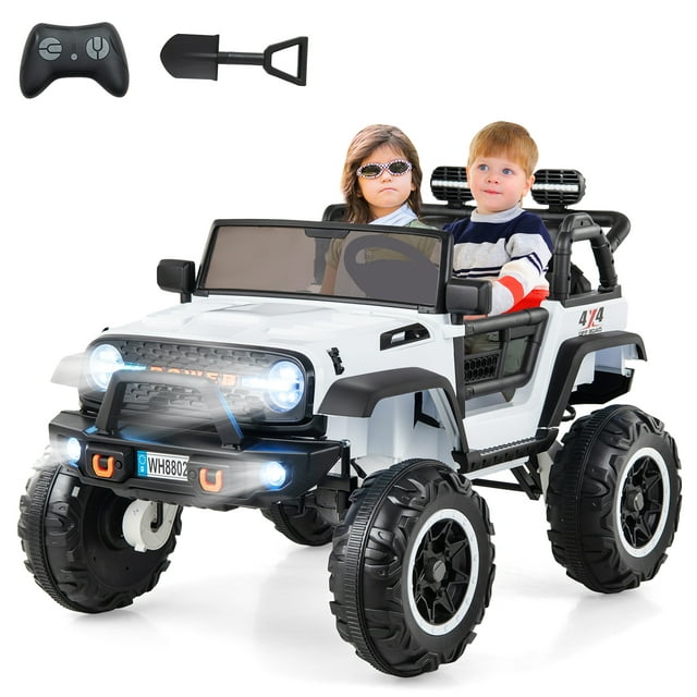 OLAKIDS 24V 2 Seater Kids Ride on Truck, 2WD/4WD Battery Powered Vehicle Toddler Powerful Car with Remote Control, Music, USB, MP3, Electric Toy for 3+ Boys and Girls