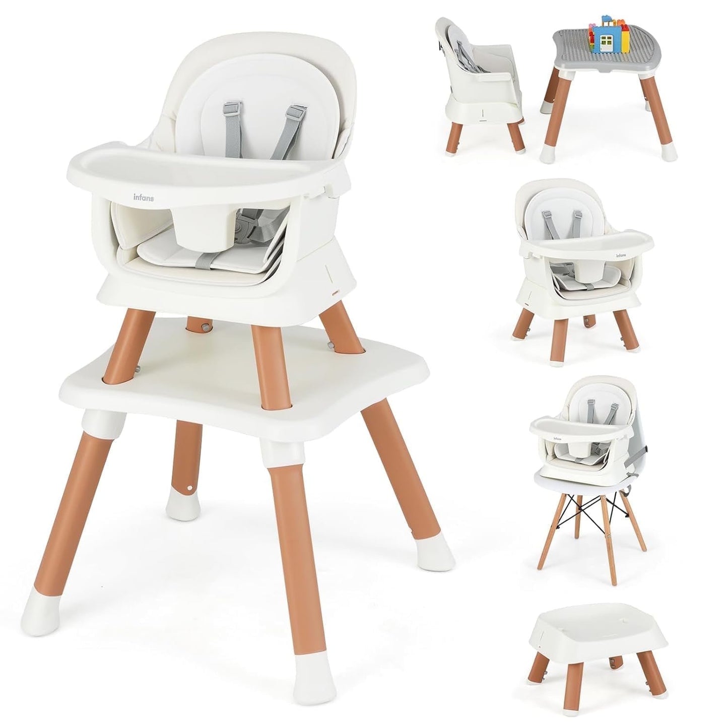 OLAKIDS 8 in 1 Baby High Chair, Convertible Highchair for Babies and Toddlers, Infant Dining Booster Seat