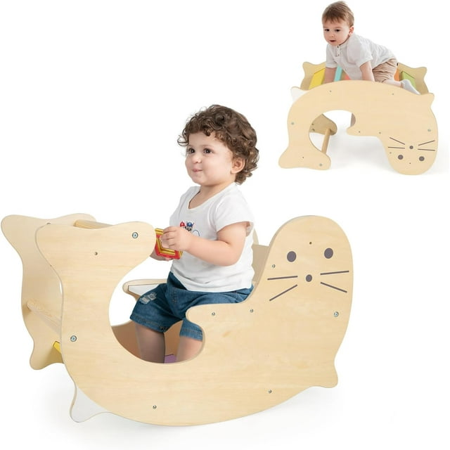 OLAKIDS Climbing Toys for Toddlers, 3 in 1 Pikler Montessori Wooden Arch Climber Rocker Ladder, Indoor Kids Activity Climb Toy Gym Playground Play Structure Gift for Children Boys Girls