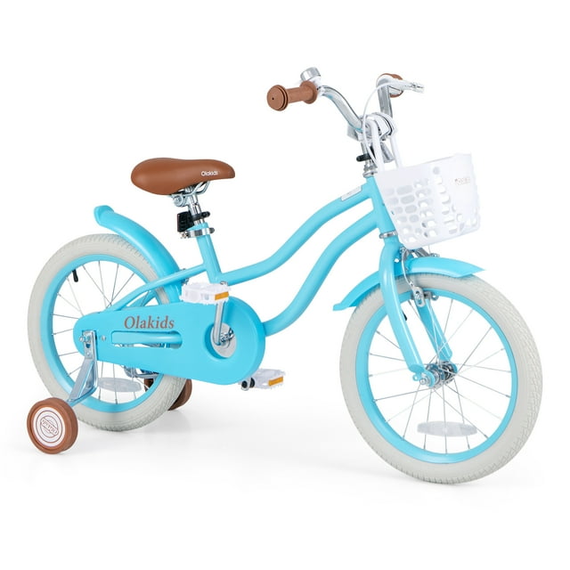 OLAKIDS Kids Bike for Girls, 12 14 16 Inch Children's Bicycle with Removable Basket and Training Wheels, Safety Bell