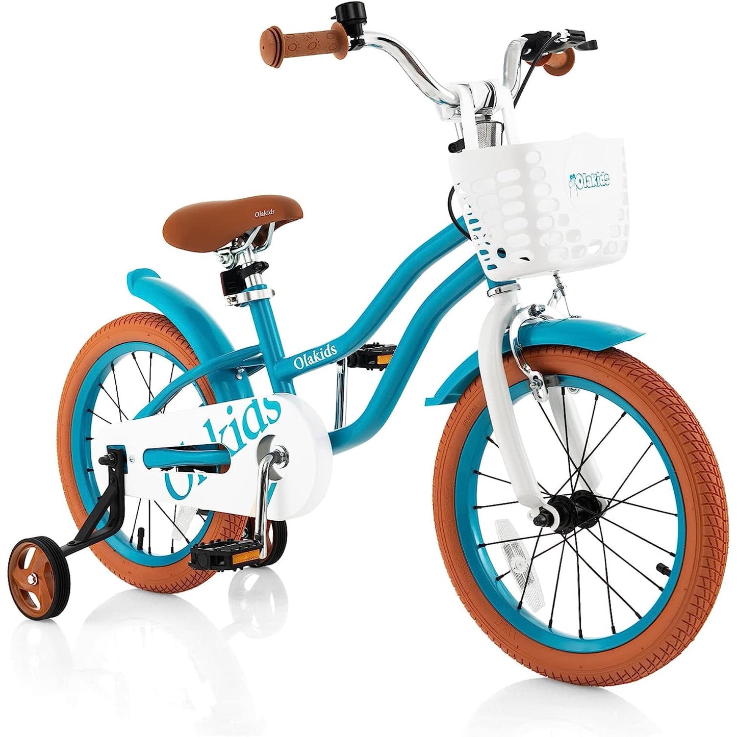 OLAKIDS Kids Bike for Girls, 12 14 16 Inch Children's Bicycle with Removable Basket and Training Wheels, Safety Bell