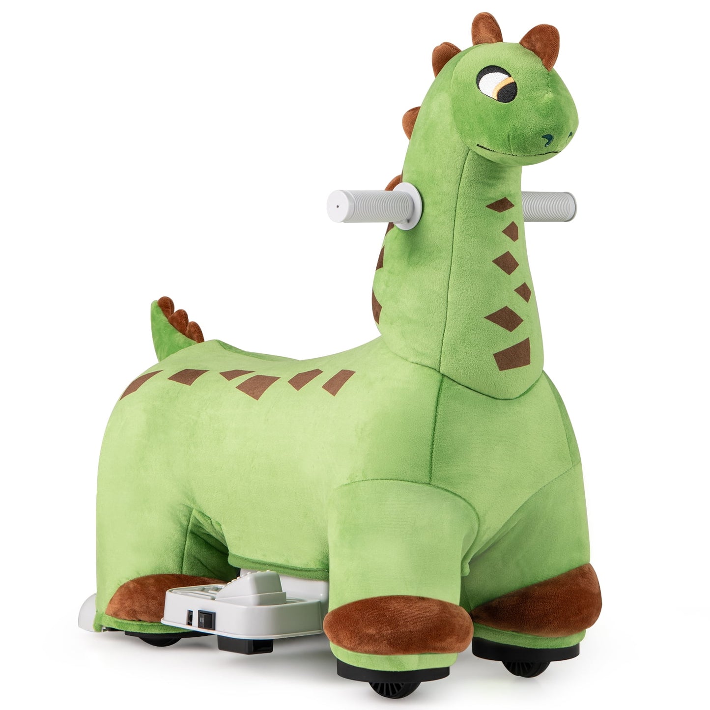 OLAKIDS Ride on Toys, 6V Electric Battery Powered Electric Ride on Dinosaur with Music, Padded Seat, Forward, Foot Pedal, Wheels, Riding Horse Toy for Boys Girl Aged 3+
