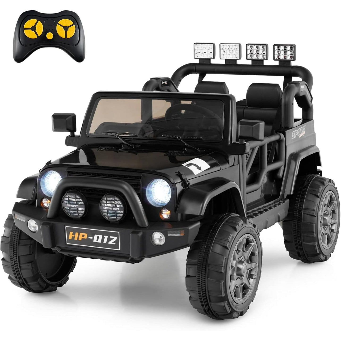OLAKIDS Ride on Truck, 12V Battery Powered Electric Vehicle for Kids with Remote Control, Power Display, LED Lights, Story, Suspension System, MP3, Ride on Toy for 3+ Boys Girls