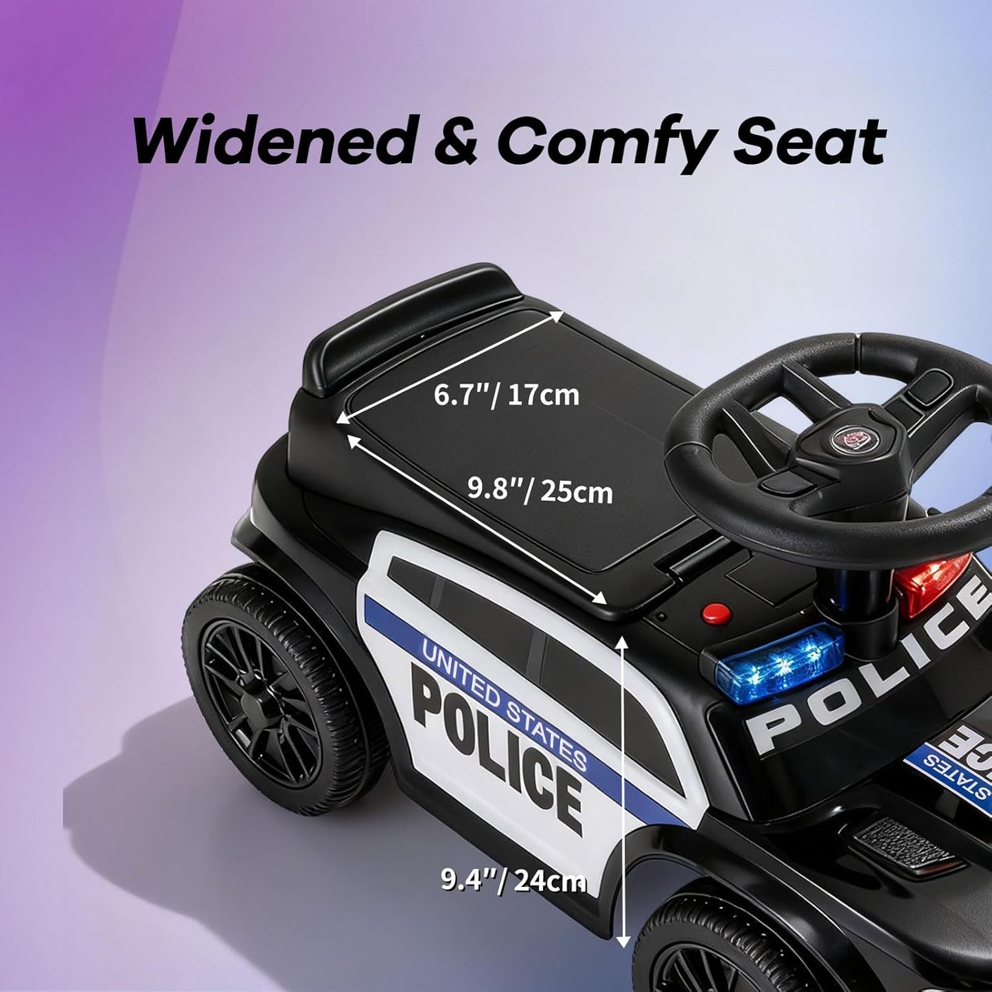 OLAKIDS Ride On Push Police Car, Toddler Foot-to-Floor Sliding Toy for Boys Girls 1-3