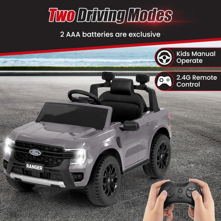 Licensed Ford Ranger Ride on Car for Kids by OLAKIDS, 12V Electric Vehicle with Remote Control, Toddlers Battery Powered Toy Gift with 2 Speeds, Wheels Suspension, Storage Space, Bluetooth USB