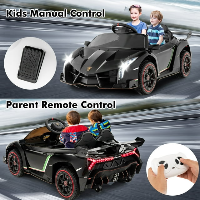 OLAKIDS 2 Seater Kids Ride on Car, 12V 4WD Licensed Lamborghini Veneno Powered Electric Vehicle with Hydraulic Doors, Rocking Mode, Adjustable Speeds, Remote Control, MP3, Headlight