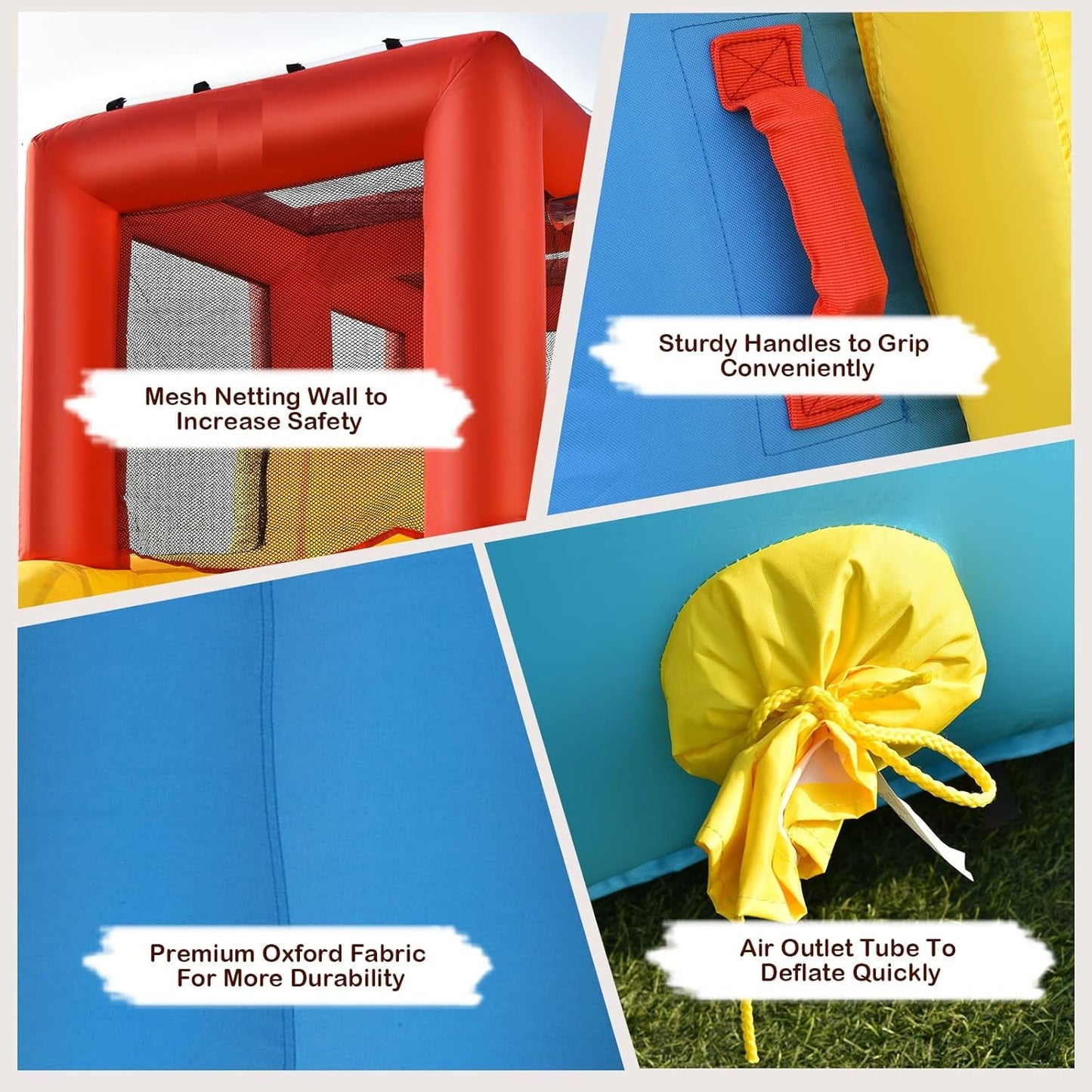 OLAKIDS Inflatable Water Slide, 7 in 1 Bounce House with 2 Slides, Climbing Wall, Splash Pool, Basketball Rim, Water Gun, Outdoor Water Park with Carrying Bag, Repairing Kit, Hose (with Air Blower)
